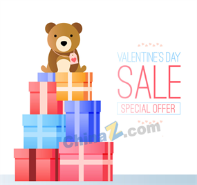 可爱熊情人节促销海报矢量